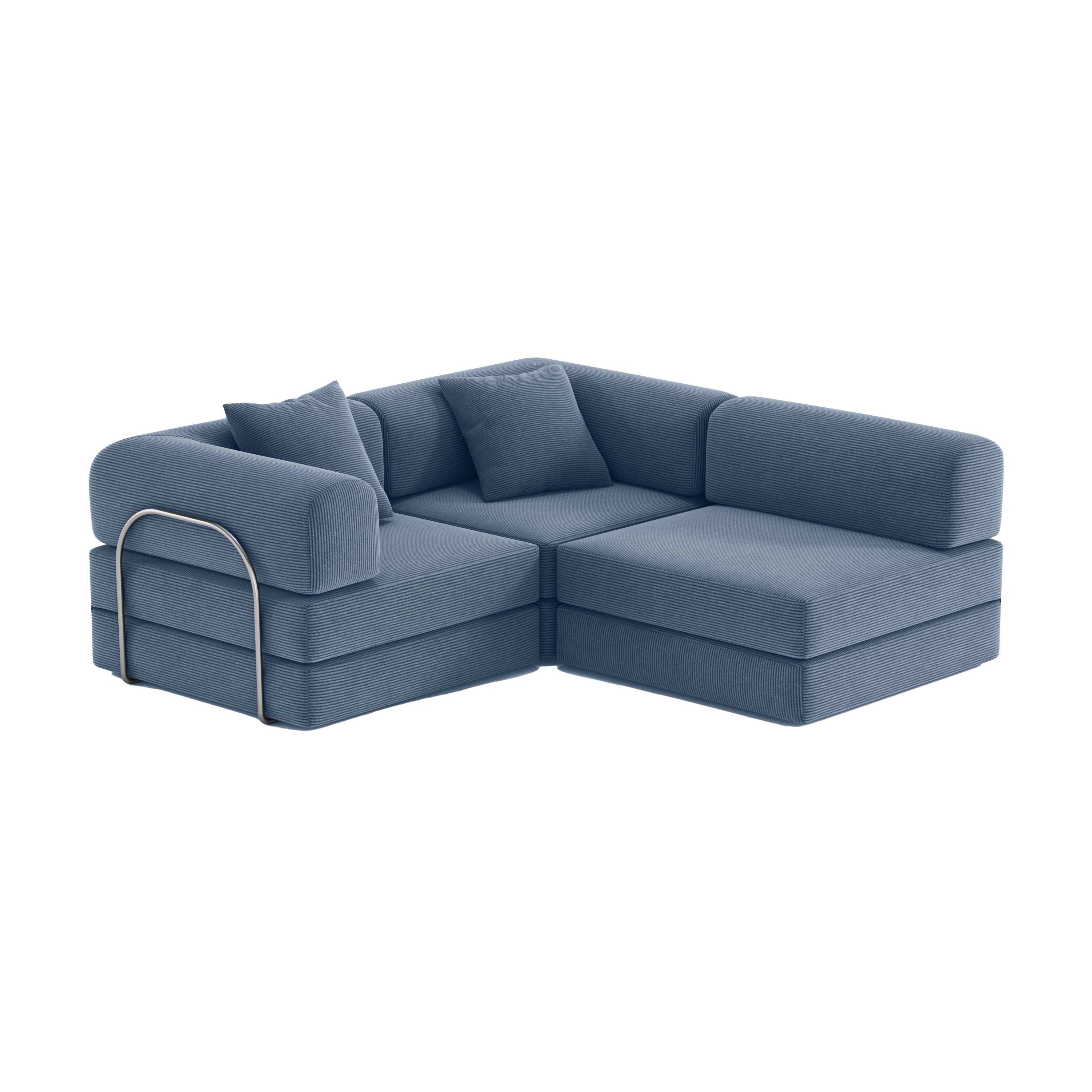 Nova L-Shaped Sofa-Aegean Blue