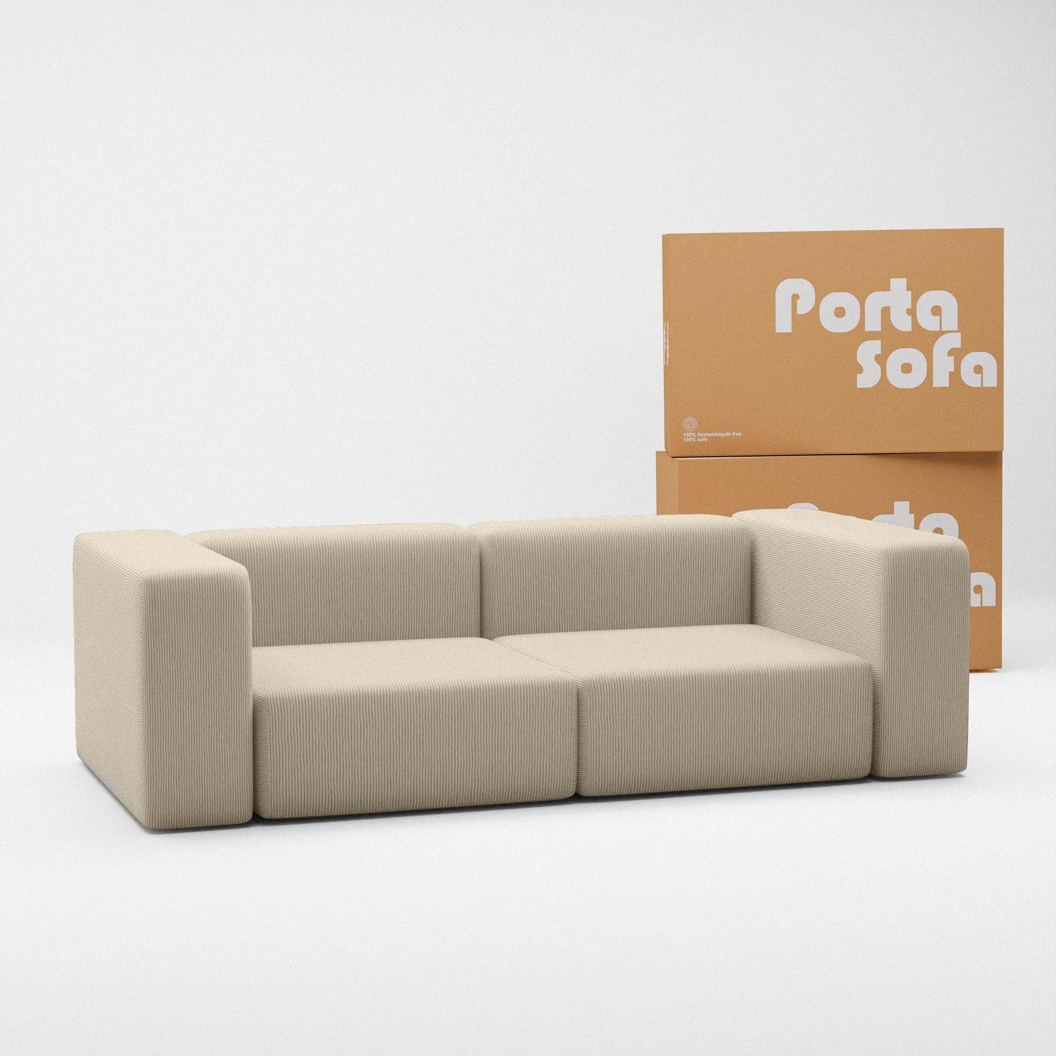 Cream White Two-Seater Sofa - Light-Colored Living Room Furniture